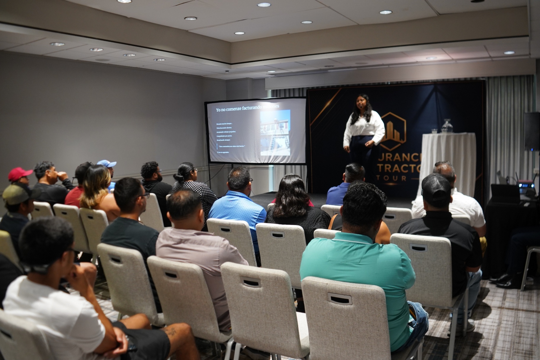 Insurance Contractor Tour stage with audience